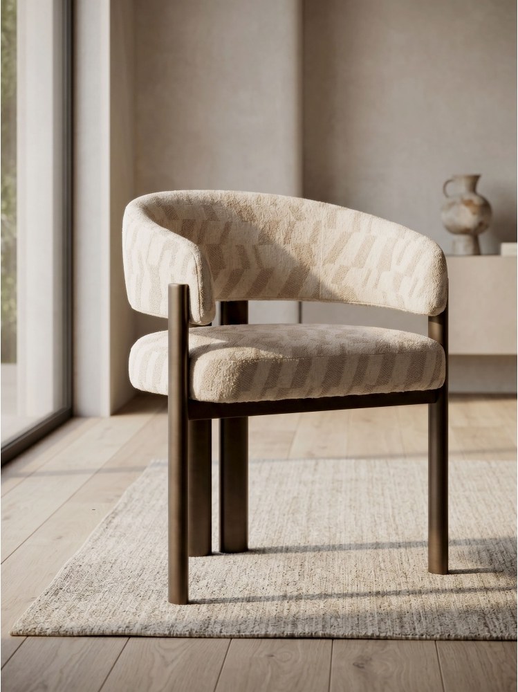 Chaise Ninon en tissu jacquard beige