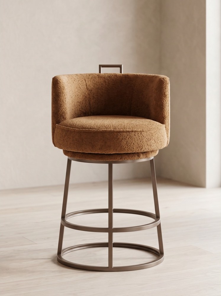 Tabouret Dana en tissu camel